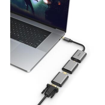 Hama 6in1 адаптер Connect2Go 00200306, 6 портов, USB-C, Mini-DisplayPort, HDMI, VGA, серый (00200306)