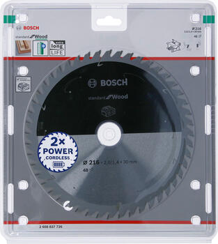 Standard for Wood 216x30x1.7/1.2x48T, Galda zāģiem PRO WOOD CORDLESS RIPZĀĢA ASMENS, 2608837726, BOSCH (2608837726)