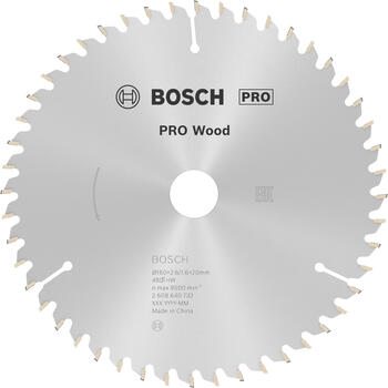 Ripzāģa disks 160x20/16 Optiline Wood, Rokas ripzāģiem PRO WOOD RIPZĀĢA ASMENS, 2608640732, BOSCH (2608640732)