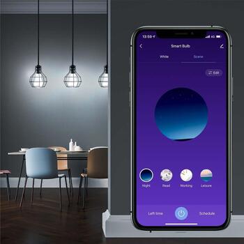 Tellur Умная WiFi Лампа E27 TLL331341, 9W, 820lm, 2700K-6500K + RGB, 2.4GHz, диммируемая (TLL331341)