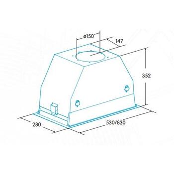 Edesa Вытяжка ECG-5831 GWH 932271898, 820 м³/ч, 3 скорости, 65 дБ, 2 лампы, 7 Вт, Алюминий, А, Да (932271898)
