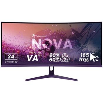 Arozzi monitors Nova AZ-NO-34T2K165-PP, 34 collas, VA, UWQHD, 165 Hz, 1 ms, 3440 x 1440, 350 cd/m², 21:9, ieliekts, HDR, violeta (AZ-NO-34T2K165-PP)