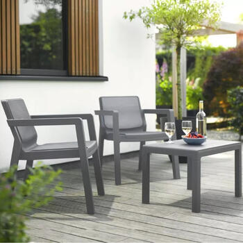 Keter Emily Balcony Set 29209814939, комплект садовой мебели с подушками, серый, 2 кресла и стол, 68x64x75cm, 65x47x42cm (29209814939)