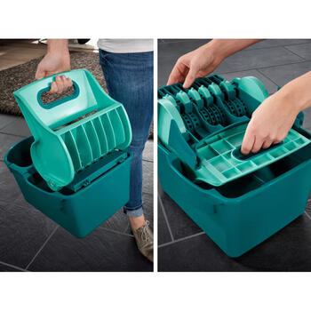 Leifheit Profi Compact Press 1055092, grīdas uzkopšanas komplekts, 8L, spainis ar spiedni, saliekams tērauda kāts (1055092)
