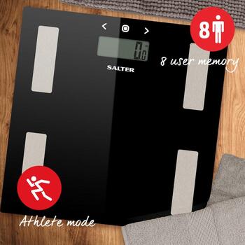 Salter Ванные весы 9150 BFEU12, 1.5kg, 440mm, 334mm, 43mm, 2xAAA, LCD, 8 пользователей, 180kg, 1g точность, анализ жира в теле (9150 BFEU12)