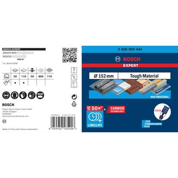 Bosch Expert ToughMaterial caurumu zāģis 2608900444, 152mm, 38 zobi, HEX, sauss urbšana, karbīds (2608900444)