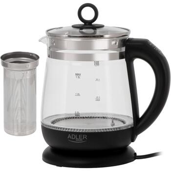 Adler Чайник AD 1299b, 2200 W, 1.5 L, стекло, 360° вращающаяся база, LED подсветка, автоматическое отключение (AD 1299b)