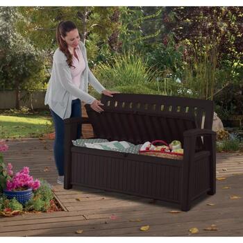 Keter Patio Storage Bench 29202690590, 227л, 138.6x63.5x88см, коричневый, запираемый, устойчивый к погоде, легкая сборка (29202690590)