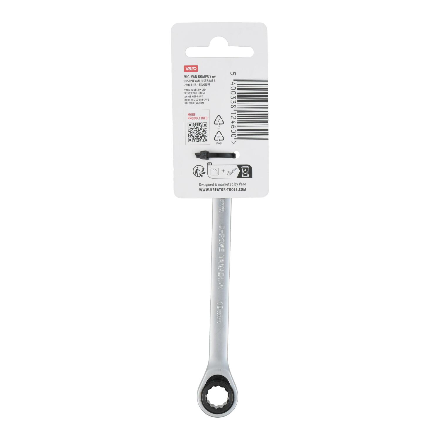 Kreator sprūdrata uzgriežņu atslēga KRTH30503, 154mm, 10mm, 72 zobi, hromvanādija tērauds (KRTH30503)
