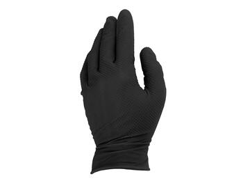 Geko Нитриловые перчатки SOLID GRIP G75200-L, 50шт, L, черные, 3D алмазная текстура (G75200-L)