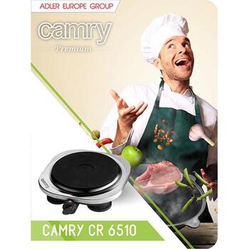 Camry электрическая плита CR 6510, 1500W, 220-240V, нержавеющая сталь, поворотный переключатель, 1 зона готовки (CR 6510)