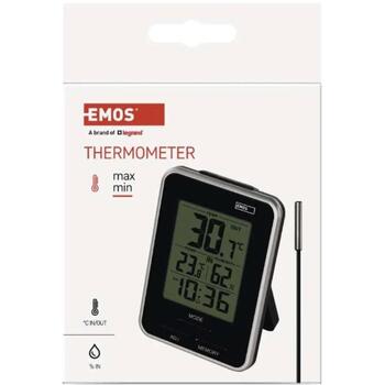 Emos Цифровой термометр E0121, 0,1 °C, 0 °C до +50 °C, -40 °C до +60 °C, 25% до 95% RH, 3 м проводной датчик, будильник (E0121)