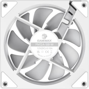 Gamemax Korpusa ventilators FN12A-S8I-W, 120mm, 44.35 cfm, 800-1600 rpm, 31.21 dBA, caurspīdīgas lāpstiņas (FN12A-S8I-W)