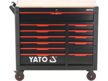 Yato инструментальный шкаф YT-09005, 1125x1000x480 мм, 12 ящиков, 45 кг, 4 колеса 125 мм, 2 с тормозами, центральный замок (YT-09005)