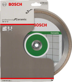 Dim. griešanas ripa FPE 230x22.23 mm, Lielām leņķa slīpmašīnām ar fiksācijas uzgriezni DIMANTA GRIEZĒJDISKS STANDARD FOR CERAMIC, 2608602205 BOSCH (2608602205)