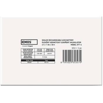 Emos SLA Аккумулятор B9659, 6 V, 7 Ah, Faston 4,7 мм, AGM, 1 шт., 5 лет, без обслуживания, электронные системы безопасности (B9659)