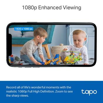 TP-LINK Tapo C100 mājas Wi-Fi novērošanas kamera, 1080p, 15fps, 117°, 12m nakts redzamība, 512GB microSD, divvirzienu audio (TAPOC100)