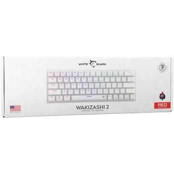 White Shark Клавиатура WAKIZASHI-2-US-W-RED.SW, 64 клавиши, 1.5м, USB, механическая, RGB подсветка, проводная (WAKIZASHI-2-US-W-RED.SW)