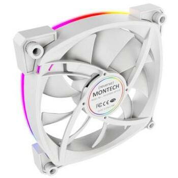 Montech Datora korpuss ventilators RX120 PWM WHITE 3 IN 1, 120mm, 1600RPM, 27dB, 3xRGB LED, 4-pin PWM, Rifle bearing (RX120 PWM WHITE 3 IN 1)