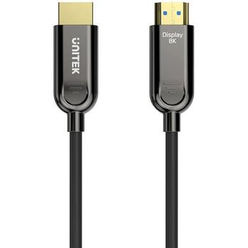 Unitek Оптический кабель HDMI C11085GY01-20M, 20 м, HDMI 2.1, 8K@60Hz, 4K@144Hz, HDR, золотые контакты, черный (C11085GY01-20M)