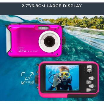 Easypix Подводная камера W3027 10033, 5MP, 30MP, 4x цифровое увеличение, водонепроницаемая до 3м, USB-C, 1920×1080 (10033)