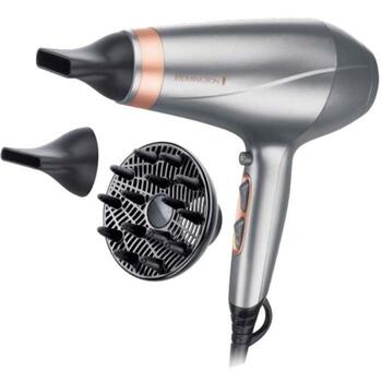 Remington фен для волос AC8820, 2200 Вт, 3 температурных режима, ионизация, насадка-диффузор, серебристый (AC8820)