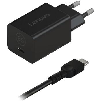 Lenovo GaN Nano адаптер 40AWGN65EU, 65 Вт, 5V/9V/15V/20 V, USB-C кабель 1.8 м, черный (40AWGN65EU)