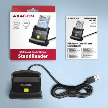 Axagon считыватель смарт-карт CRE-SM4N USB 2.0 1.3м, 1 слот, CE, RoHS, черный, Plug and Play, светодиодные индикаторы (CRE-SM4N)
