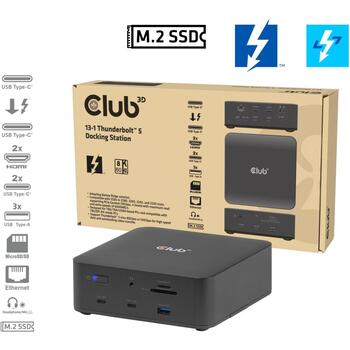 Club3D док-станция CSV-2562, 180W, 2x HDMI 8K60Hz, 3x USB 2.0, 3x USB 3.2, 1x Thunderbolt 5, 120Gbit/s (CSV-2562)