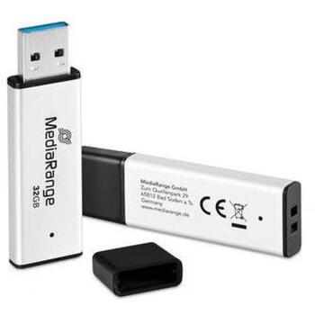 Mediarange MR1900 USB-флеш-накопитель, 32ГБ, USB 3.2 Gen 1, 130МБ/с чтение, 65МБ/с запись, алюминиевый корпус (MR1900)