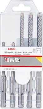 5 SDS plus-5X komplekts 5/6/6/8/10 mm, Perforatora urbjiem, smalcinātājiem PRO SDS PLUS-5X PERFORATORU TRIECIENURBJU KOMPLEKTS, 2608833910, BOSCH (2608833910)