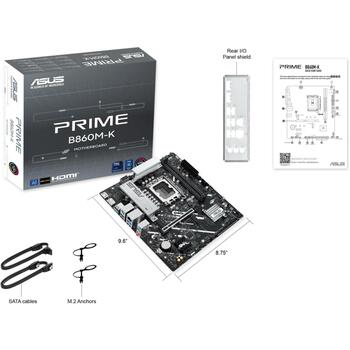 Asus Mātesplate PRIME B860M-K, LGA 1851, DDR5, 128 GB, 2 DIMM, 2.5 Gb Ethernet, 4 SATA III, 2 M.2, 7.1 audio (PRIME B860M-K)