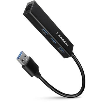 Axagon USB centrmezgls HMA-GL3A 3 USB 3.2 porti, 1 RJ45, 0.2 m (HMA-GL3A)