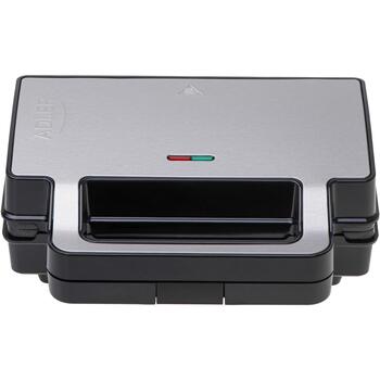 Adler Sviestmaižu tosteris AD 3073, 1000 W, 2 plāksnes, nerūsējošais tērauds/melns, vertikāla uzglabāšana, neslīdošas kājiņas (AD 3073)