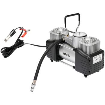 Yato auto kompresors YT-73462, 250W, 12V, 10bar, 60l/min, LED apgaismojums, manometrs, 5m šļūtene, 3m vads (YT-73462)