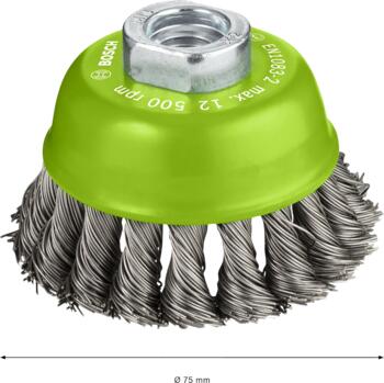 Metāla suka leņķa slīpmaš D 75 mm, 1 gab.,nerūs.tēr, Mazām leņķa slīpmašīnām PRO STAINLESS STEEL HEAVY STIEPĻU SUKA, 2608622060, BOSCH (2608622060)