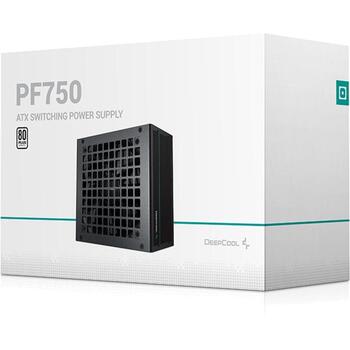 Deepcool Barošanas bloks R-PF750D-HA0B-EU, 750 W, 80 PLUS, 12 cm ventilators, 2 x 6+2 Pin PCI-E, 20+4 Pin mātesplates savienotājs (R-PF750D-HA0B-EU)