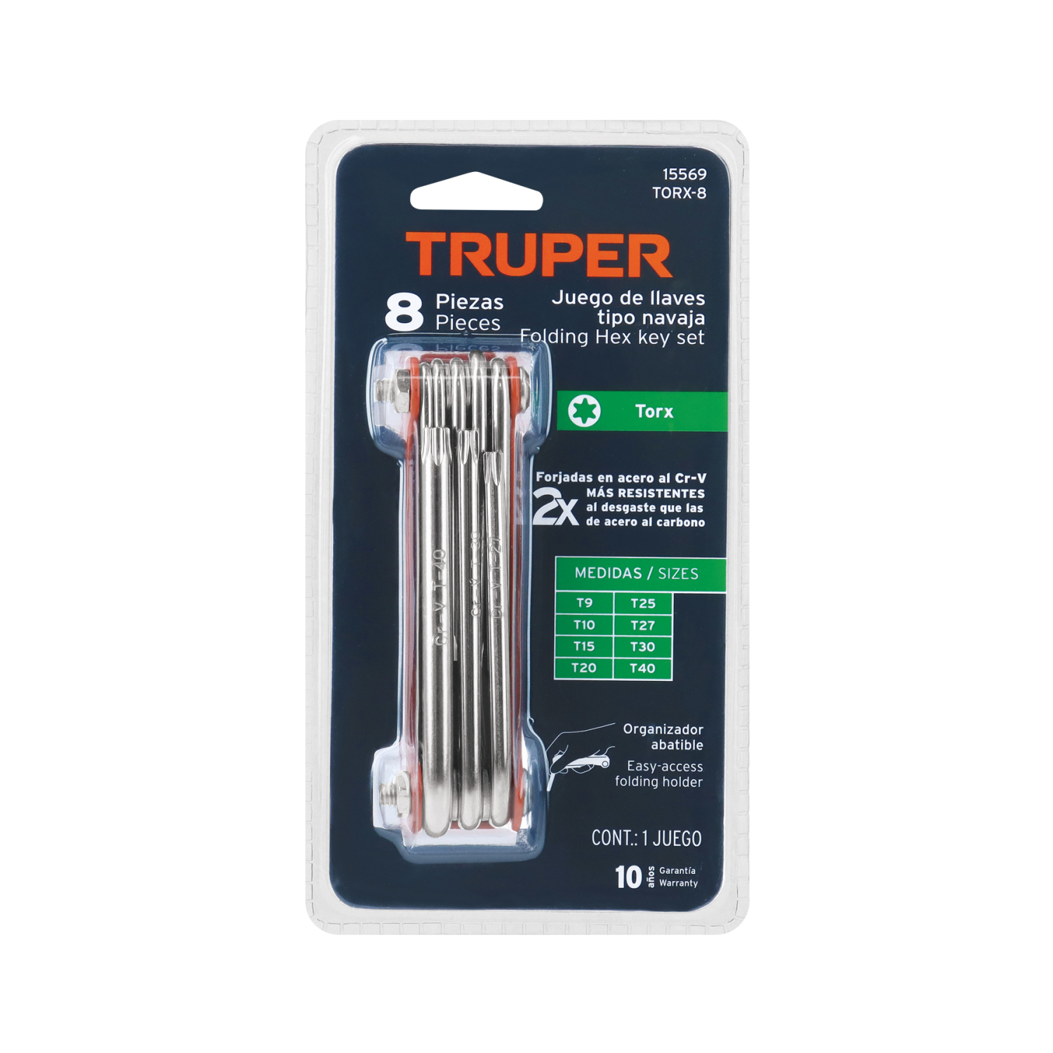 Salokāma torx atslēga (Komplekts) 15569 TRUPER (TORX-8)