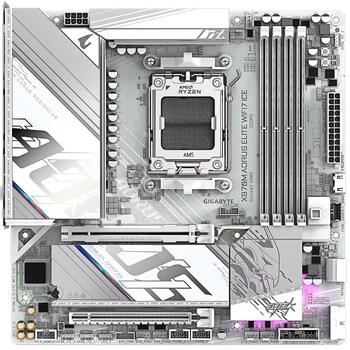 Gigabyte mātesplate X870M A ELITE WF7 ICE, ligzda AM5, DDR5 8200MHz, 256GB, micro ATX, Wi-Fi 7, 2.5GbE, USB4, Bluetooth 5.4 (X870M A ELITE WF7 ICE)