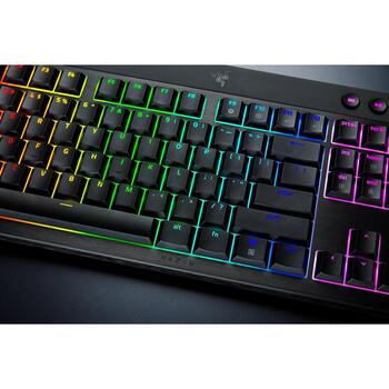 Razer BlackWidow V4 Low-profile HyperSpeed RZ03-05271500-R3M1, RGB Chroma, 2.4GHz, Bluetooth, USB-C, dzeltenais lineārais slēdzis (RZ03-05271500-R3M1)