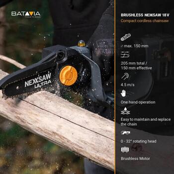 Batavia Цепная пила Ultra V3 7064322, 4000 об/мин, 18 В, 17.9 см, без аккумулятора и зарядного устройства (7064322)