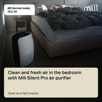 Mill Очиститель воздуха APSILENT, Подходит для помещений до 115 м², 68.3 м³, WiFi, True HEPA13 фильтр, антибактериальное покрытие (APSILENT)