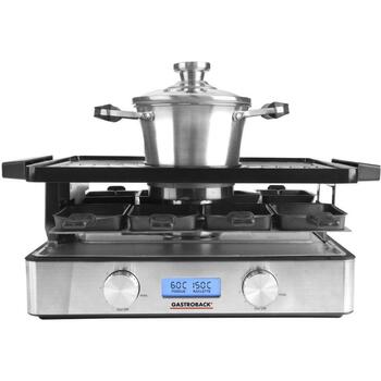 Gastroback Raclette-Fondue 42562, 2200 W, 1 л, 0,5 л, 1,55 м, нержавеющая сталь, антипригарное покрытие (42562)