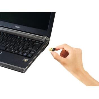 Asus USB беспроводной адаптер USB-N10 NANO B1, 802.11n, 150 Mbps, 2.4 GHz, USB 2.0, черный (USB-N10NANOB1)