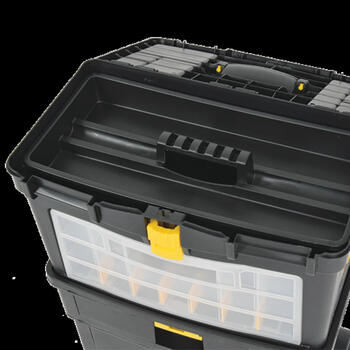 Vorel 78734 instrumentu kaste ar noņemamu organizatoru, 460x220x620/840 mm, PP, 2 riteņi, rokturis, sērija GRF (78734)