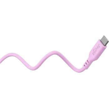 Goobay USB-C Silikona kabelis 77746, 1.5m, 60W PD, 480 Mbps, rozā (77746)