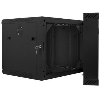 Lanberg шкаф установки, WF02-6609-10B, 600mm, 600mm, 9U, 60kg, 2 слота для вентиляторов, IP20, стеклянная дверь (WF02-6609-10B)