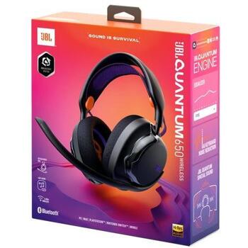 JBL Quantum 650 Wireless Black JBLQTUM650BLK, беспроводная игровая гарнитура, 32 Ом, 20-20000 Гц, Bluetooth 5.3, 60ч, 39ч, USB-C (JBLQTUM650BLK)