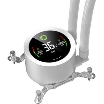 Gamemax procesora šķidruma dzesētājs ICEBURG 360 DIGITAL WH, 58.8 cfm, 800-1800 rpm, ARGB LED apgaismojums, TDP līdz 290W (ICEBURG 360 DIGITAL WH)