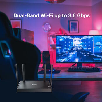 TP-Link Archer BE220 беспроводной маршрутизатор Wi-Fi 7 Dual-Band до 3600 Mbps EasyMesh HomeShield 4× антенны 1× WAN 4× LAN Gigabit Чёрный (ARCHER BE220)